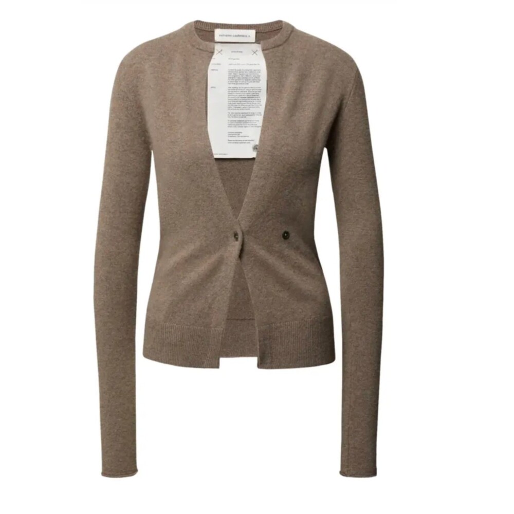 Extreme Cashmere n°25 Geisha Wrap Form Fitting Cardigan Sweater One Size Tan